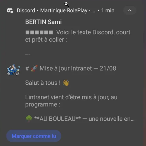 Notification Discord BERTIN Sami — Martinique RolePlay